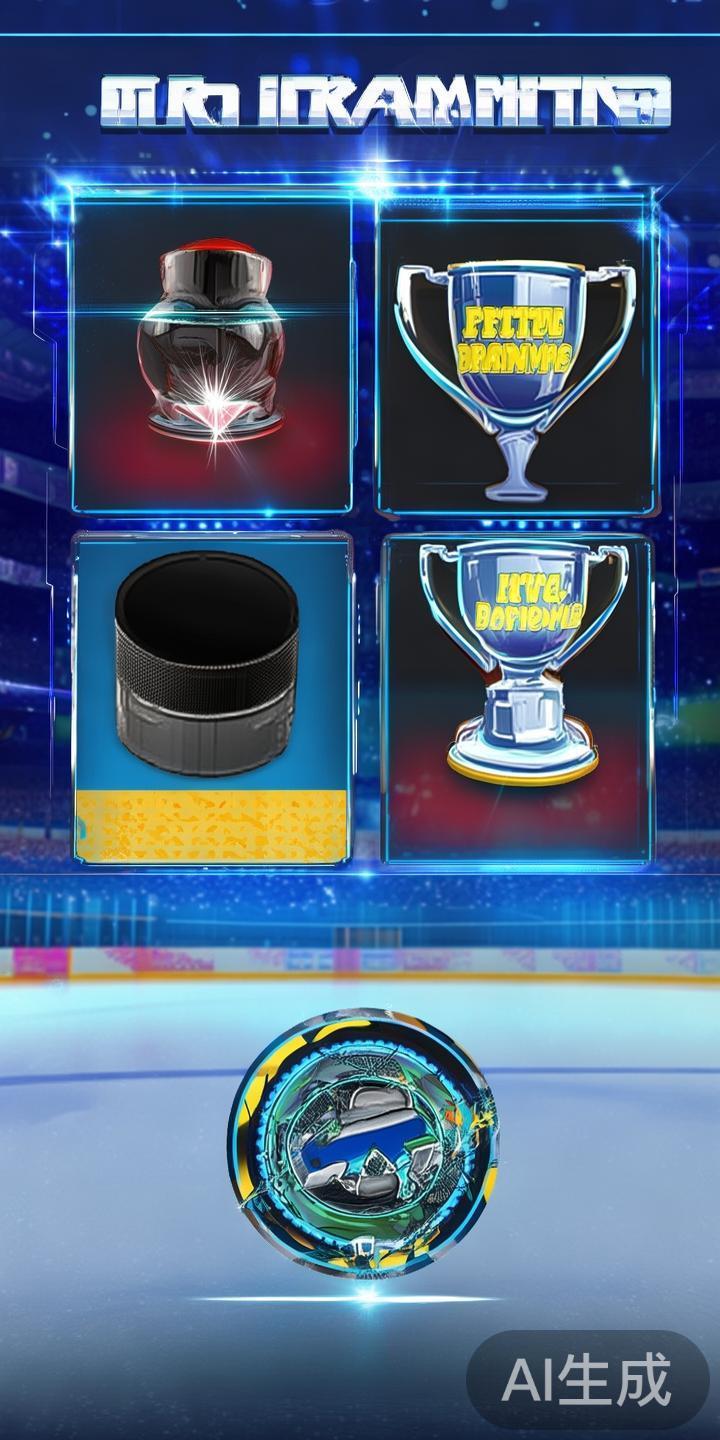 在冰球突破游戏中，冰球符号、奖杯符号以及特殊的匹配